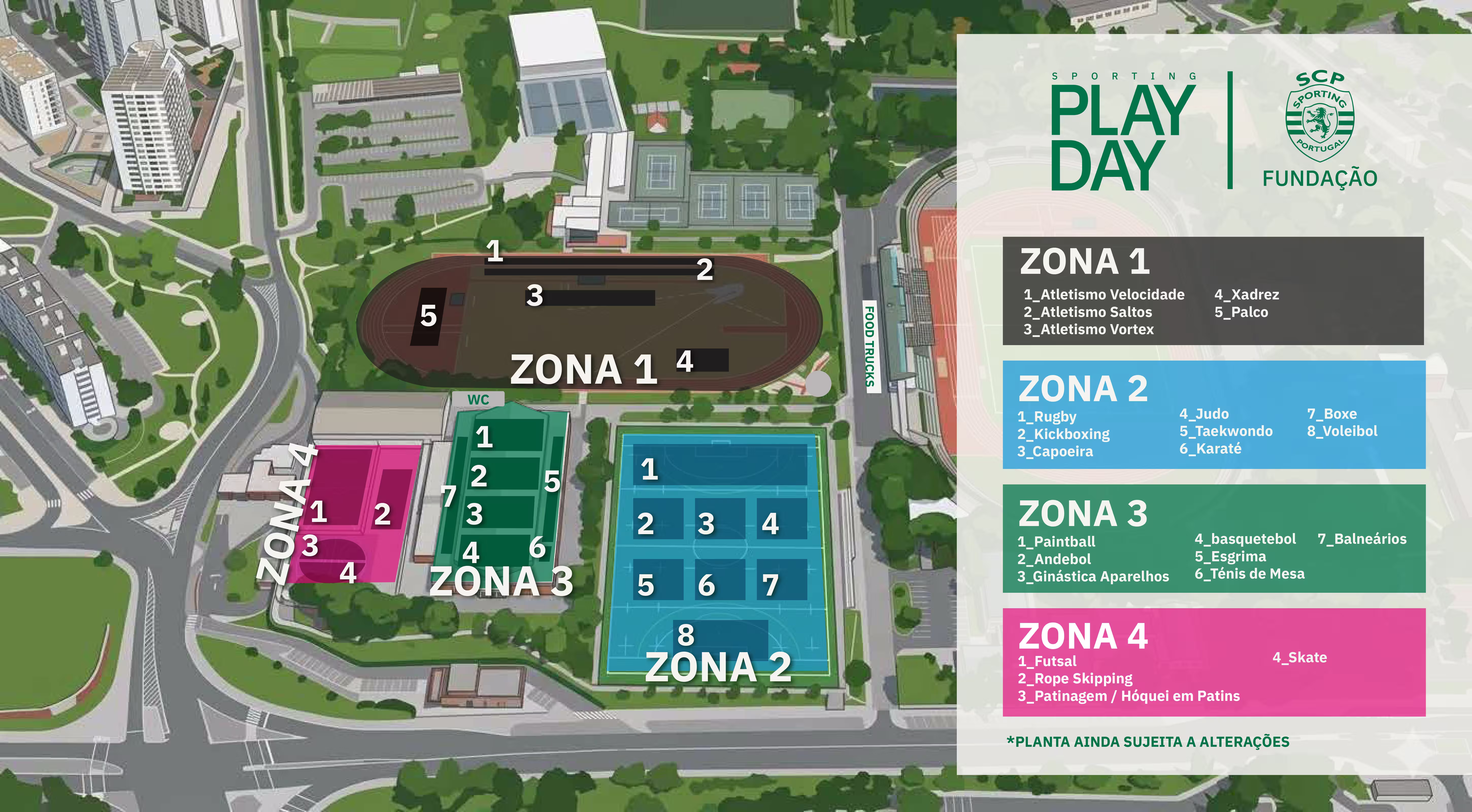 Mapa de atividades Sporting Play Day | Fundação Sporting