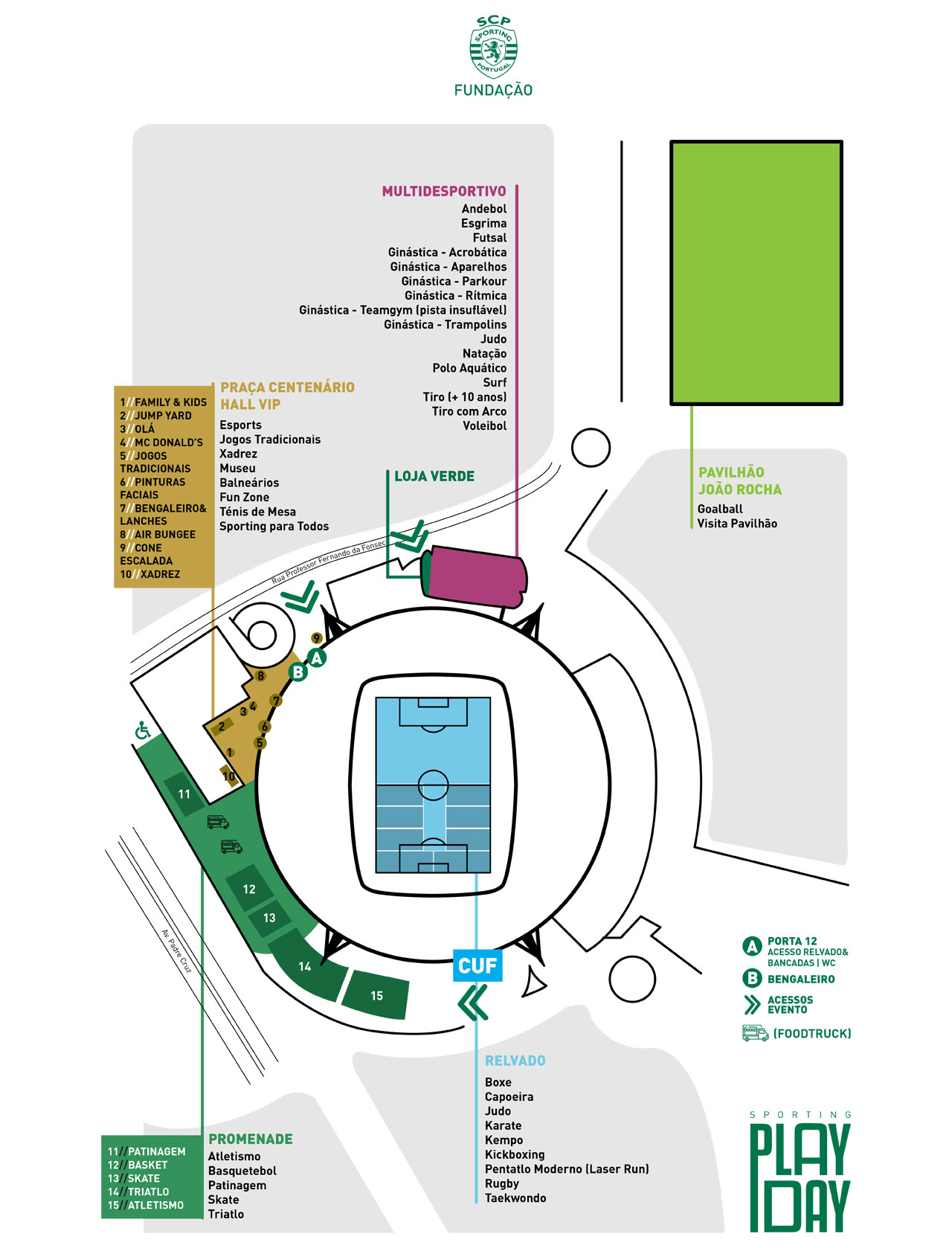 Mapa de atividades Sporting Play Day | Fundação Sporting